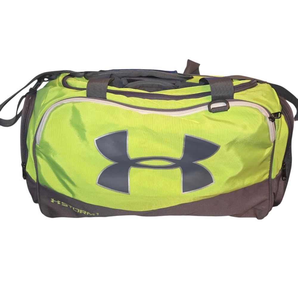 Under Armour Storm 1 Duffle Bag 22"X12"X11" Neon Yellow Grey Water Resistant Gym